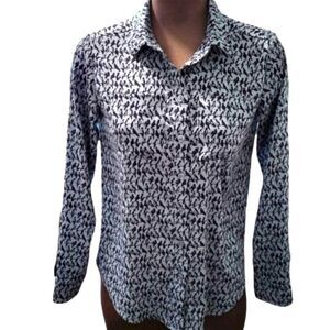 ANN TAYLOR PETITE BLOUSE WITH BIRDS SZ.XXSP